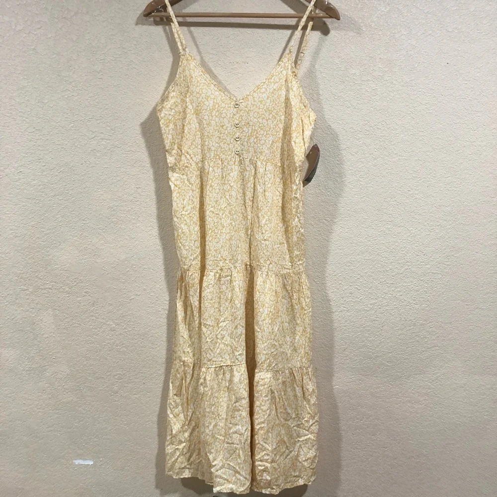 NWT Target | Wild Dable floral ditsy flowers gold yellow tiered midi dress